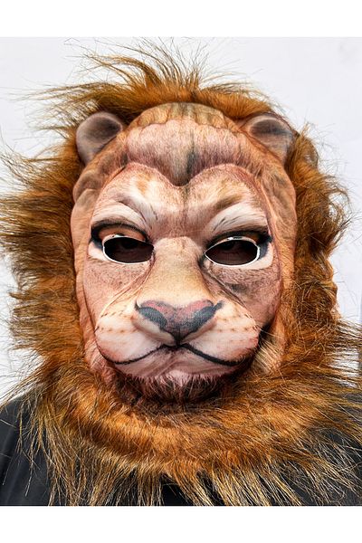 Skygo Dark Brown Mane Lion Mask Mega Eva Material Plush Mask No 1