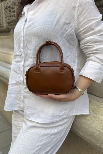 LEONAS Women's Shoulder Bag with Stitching Detail Canvas Strap Aden Tan