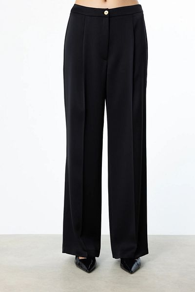 Ekol Wide Leg Satin Trousers Black