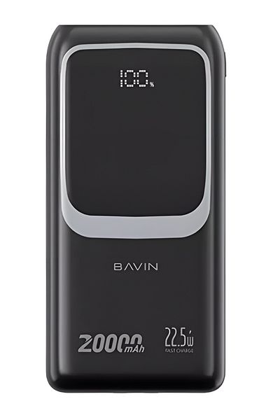 Bavin 20000mAh 22.5W Power Bank with PD Port, USB Ports, 2 Built-in Cables, and Display