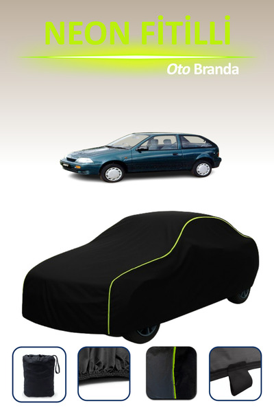 Cemku Cool أسود [سوزوكي سويفت 3 أبواب 1996 - 2003] مشمع سيارة متوافق مع حبال ...