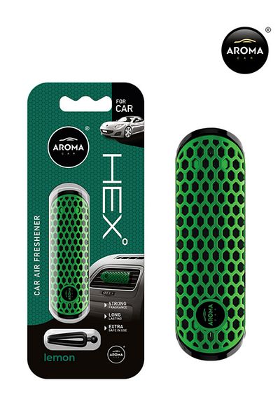 Aroma Car HEX Polymer Air Freshener Lemon Scent - Long Lasting, Spill Proof, Safe & Stylish