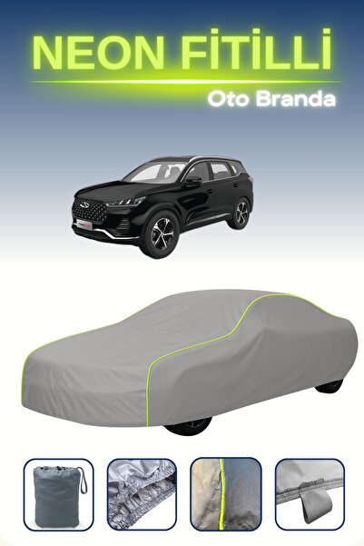 Cemku Shine Gri [Chery Tiggo 7 Pro Max] Uyumlu Neon Fitilli Araba Brandası, Su ve Toz Geçirmez
