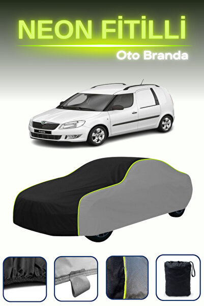 Cemku Shade رمادي-أسود-رمادي [سكودا براكتيك] غطاء سيارة متوافق مع حبال النيون، مقاوم للماء والغبار