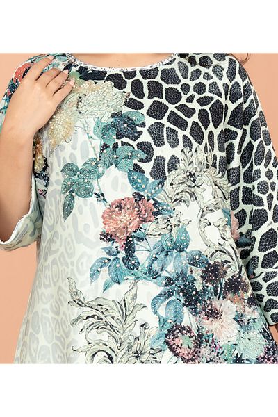 IKKXA Vibrant Floral Embellished Jalabiya