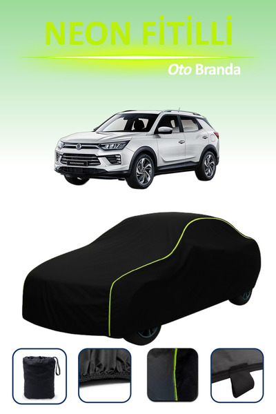 Cemku Cool أسود [سانج يونج ريكستون 1] مشمع سيارة متوافق مع حبال النيون، مقاوم...