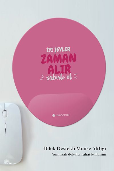 Mincanas Written Colorful Patterned Oval Mouse Pad with Wrist Support Mouse Pad