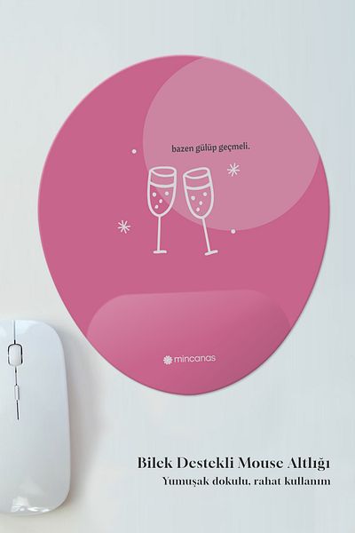 Mincanas Written Colorful Patterned Oval Mouse Pad with Wrist Support Mouse Pad