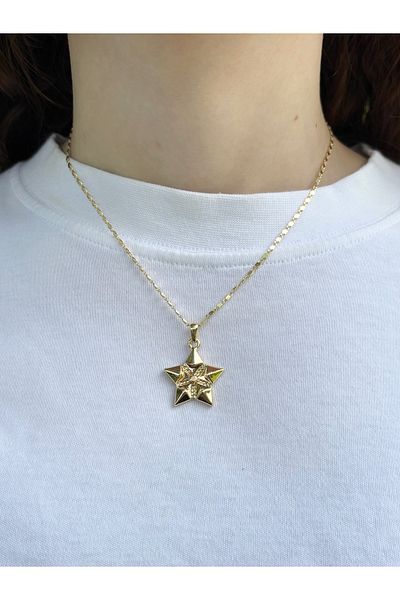 Eylülün Takısı Women's Gold Color Stone Star Necklace