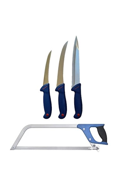 Globalport Retail Set 3 Cuțite Profesionale De Măcelărie Și Ferăstrău Pentru Oase, Oțel Inoxidabil, Lamă 450 Mm