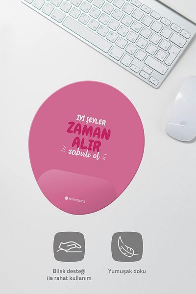 Mincanas Written Colorful Patterned Oval Mouse Pad with Wrist Support Mouse Pad