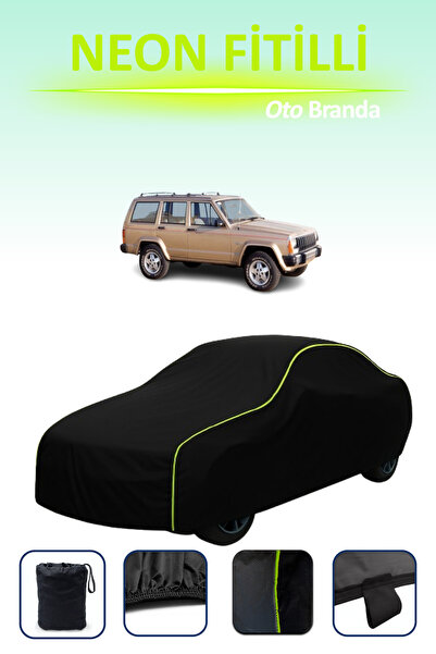 Cemku Cool أسود [جيب شيروكي 1984 - 1997] مشمع سيارة متوافق مع حبال النيون، مق...