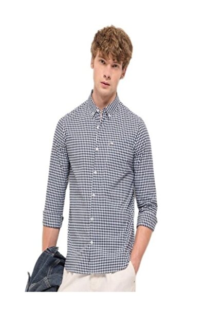 The Bear House قميص رجالي كاجوال بقصّة Slim Fit منقوش بمربعات باللون الأزرق و...