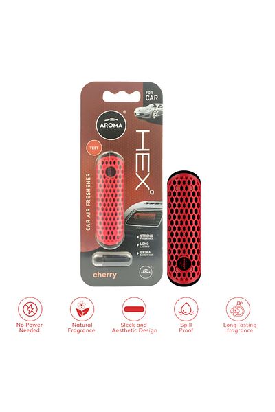 Aroma Car HEX Polymer Cherry Air Freshener- Long-Lasting Natural Fragrance for Cars