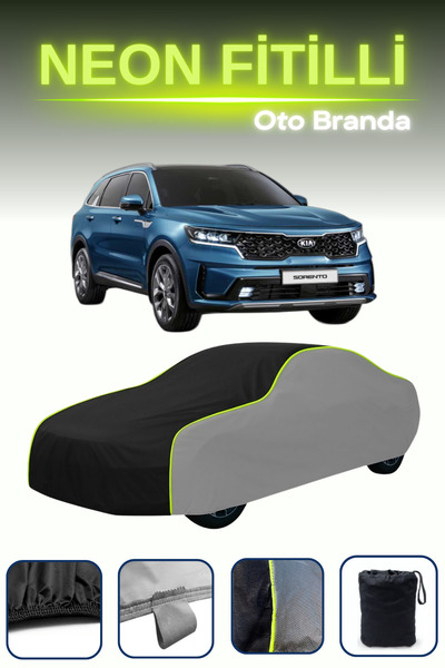 Cemku Shade رمادي-أسود-رمادي [كيا سورينتو 1] مشمع سيارة متوافق مع حبال النيون...