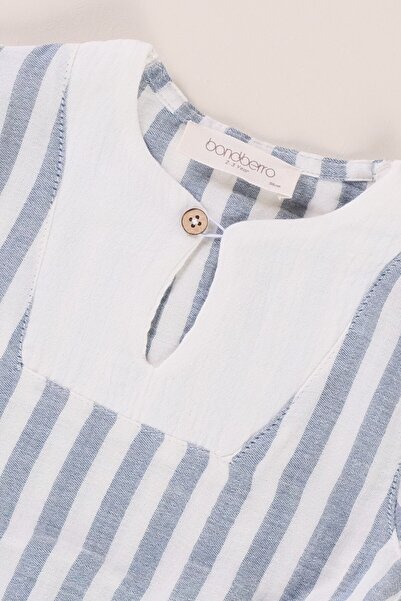 Bondberro Çizgili Müslin Kumaş Erkek Çocuk T-Shirt %100 Organik Oeko-tex Sertifikalı