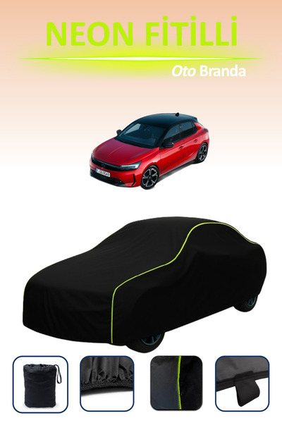 Cemku Cool Siyah [Opel Corsa] Uyumlu Neon Fitilli Araba Brandası, Su ve Toz G...