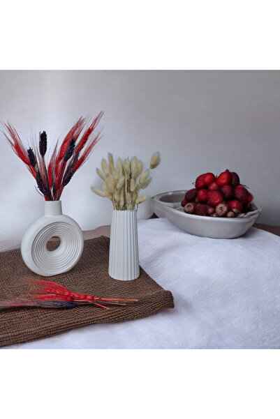 YILDIZ DECOR Χειροποίητο διακοσμητικό βάζο με κυματοειδές σχήμα Perfingo με ξηρά λουλούδια και βάζο σε βορειακό στυλ με ξηρά λουλούδια pampas