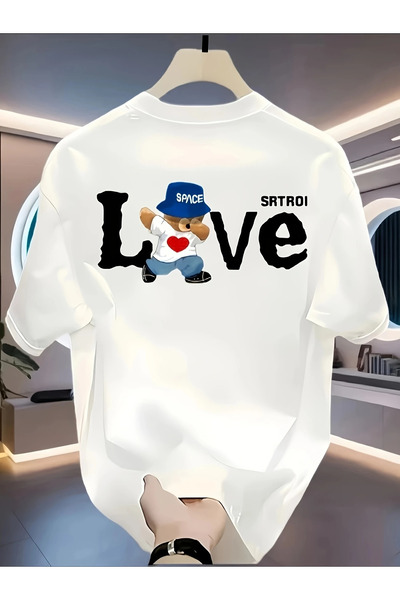 İnazuma Outdoors تيشيرت أبيض بأكمام قصيرة وياقة دراجة، مطبوع عليه رسومات، بقص...