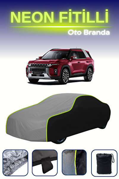 Cemku Fast أسود-رمادي-أسود [سانج يونج توريس] غطاء سيارة متوافق مع حبال النيون...