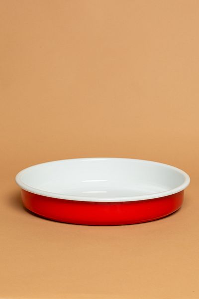 EBUTAY La Vita Rossa Vintage Enamel Round Red Baking Tray |   Ebutay