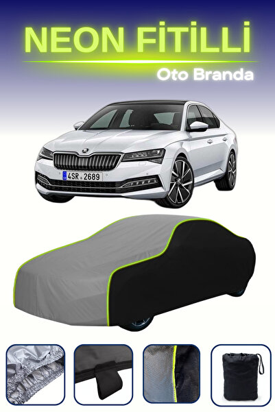 Cemku Fast Siyah-Gri-Siyah [Skoda Superb] Uyumlu Neon Fitilli Araba Brandası,...