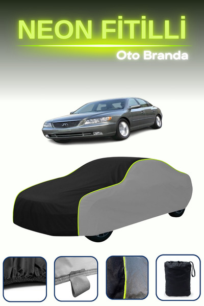 Cemku Shade قماش مشمع رمادي-أسود-رمادي [هيونداي غرانديور/أزيرا 4] متوافق مع قماش النيون المشمع المجهز للسيارة، مقاوم للماء والغبار