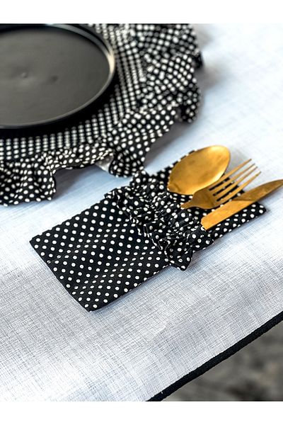 KaiHome Θήκη για μαχαιροπίρουνα Doritta Polka Dot 3 θέσεων 2 τεμ