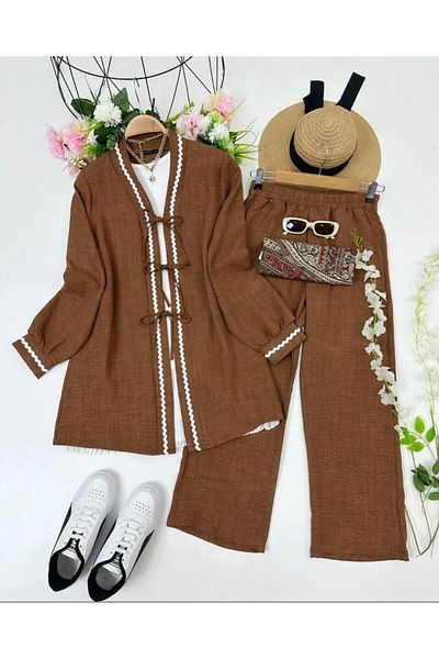 modasindoma Women's Zigzag Detailed Double Suit
