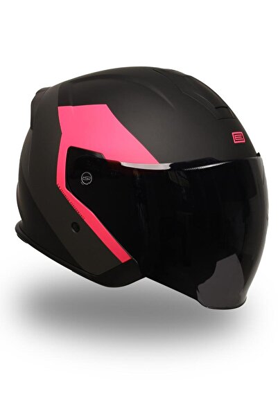 Origine Palio 2.0 Eko Mat Siyah-Pembe Güneş Vizörlü Açık Kask