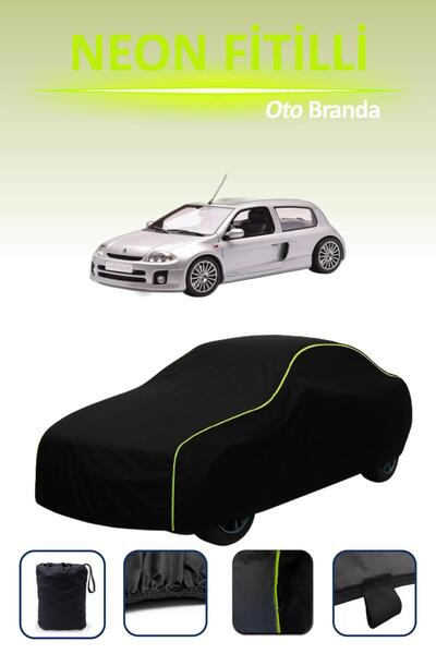 Cemku Cool أسود [رينو كليو سبورت] مشمع سيارة متوافق مع حبال النيون، مقاوم للماء والغبار