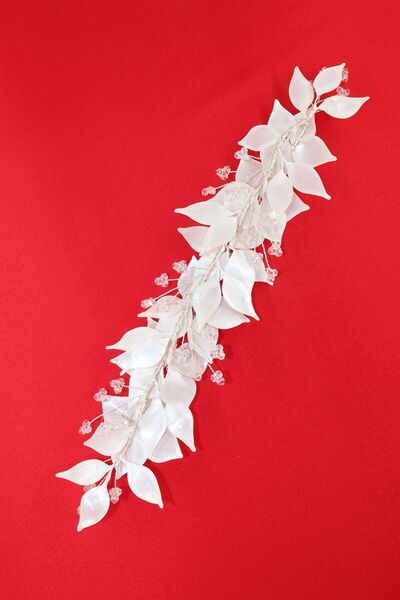 KEEBA Coroana de mireasa cu perla florala. Accesoriu pentru păr de mireasă. Accesoriu pentru păr de logodnă. Accesorii pentru păr Söz Nikah Kına