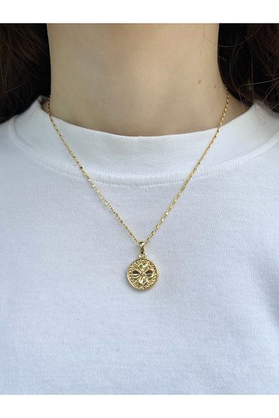 Eylülün Takısı Women's Gold Color Clover Necklace