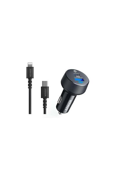 Anker 30W Dual USB & Type-C Car Charger with PD iPhone Cable