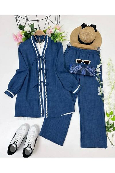 modasindoma Women's Zigzag Detailed Double Suit
