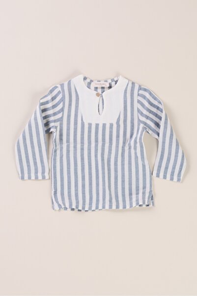 Bondberro Çizgili Müslin Kumaş Erkek Çocuk T-Shirt %100 Organik Oeko-tex Sertifikalı