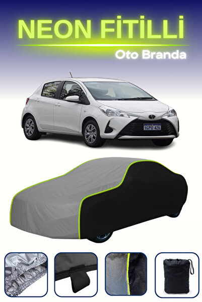 Cemku Fast أسود-رمادي-أسود [تويوتا ياريس 3] مشمع سيارة متوافق مع حبال النيون،...