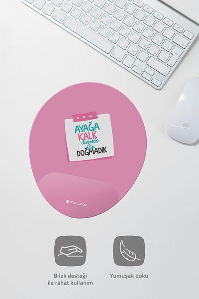 Mincanas Written Colorful Patterned Oval Mouse Pad with Wrist Support Mouse Pad