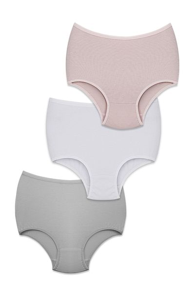 BEGATEKS Women's Panties High Waist Plus Size 3 Pack - Cotton Fabric, 7 Different Color Options