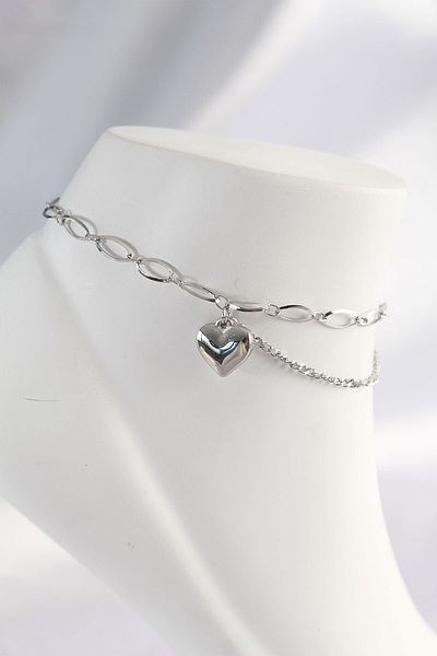 Skygo 316L Steel Silver Color Heart Designed Anklet - Tj-Hh1594