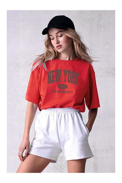 uyguntarz Βαμβακερό μπλουζάκι New York Printed Oversize