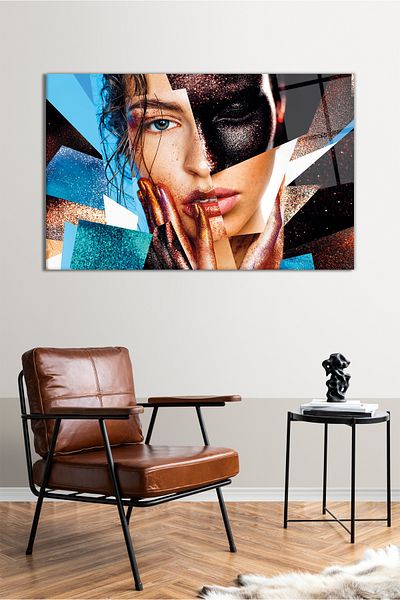 Vosevu Efect de masă orizontală din sticlă pentru femei, decor modern pentru birou, decorare de perete pentru cadou, sticlă rezistentă la spargere