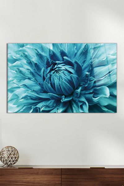 Vosevu Close-up Blue Flower Οριζόντια Γυάλινη Πίνακας, Μοντέρνα διακόσμηση γραφείου σπιτιού, Διακόσμηση τοίχου δώρου, άθραυστη