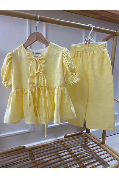 Lolidenss Muslin Yellow Suit
