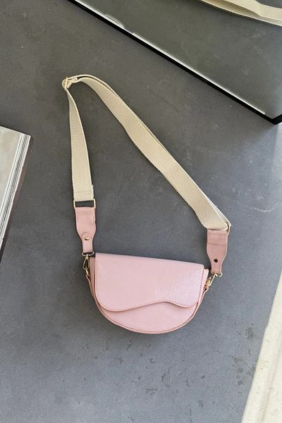 LEONAS Oval Curved Cover Women's Cross Shoulder Bag Vesley Pink