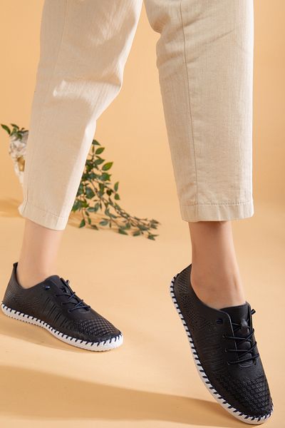 uway Genuine Leather Comfortable Orthopedic Women's Daily Rubber Laced Soft Shoes