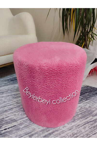 BEYLERBEYİ Puf , pembe peluş ,makyaj Pufu Puf Sandalye Ayak Uzatma Pufu 45 Cm Yükseklik