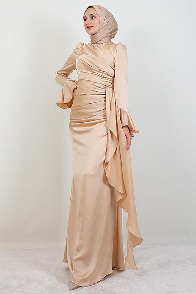 GİYZAMİLA Βραδινό φόρεμα Ilgin Hijab Honey Foam