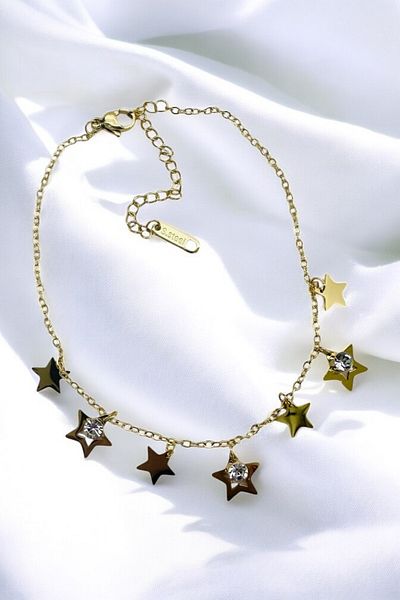 PETEK AKSESUAR Steel Uncertain Star Stone Chain Anklet