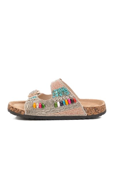 Guja Silver Stone Embroidered Girl's Slippers 25Y106-6 F